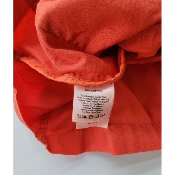 Eddie Bauer Womens Small Orange Cotton Lightweight Utility Jacket Military Coat - Picture 5 of 9